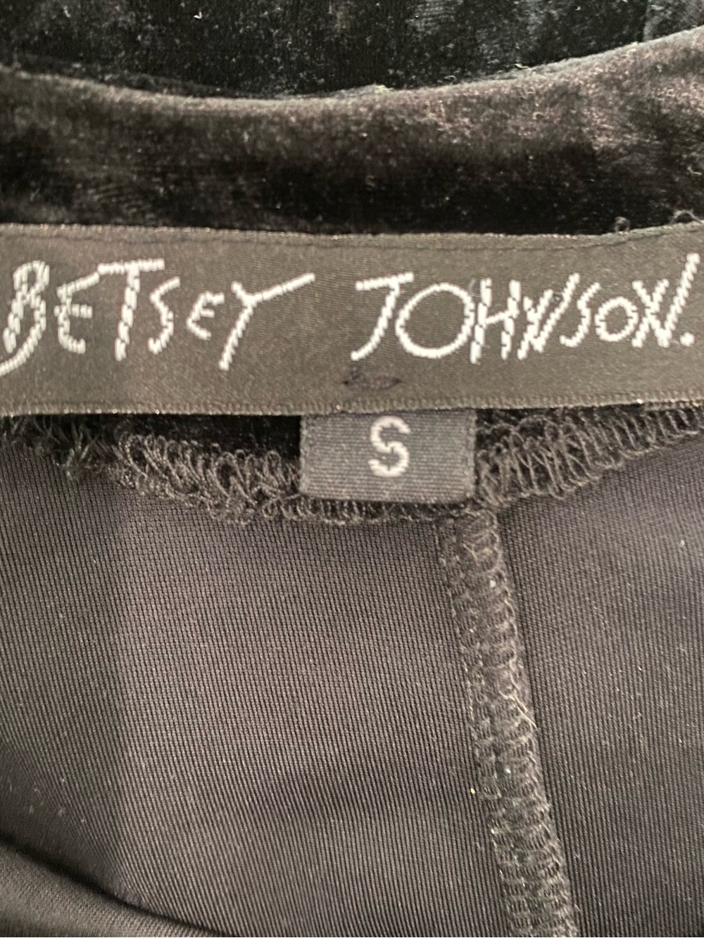 VINTAGE 90’S BETSEY JOHNSON BLACK VELVET LONG SLEEVE SCOOP NECK MINI DRESS SMALL - Picture 6 of 6